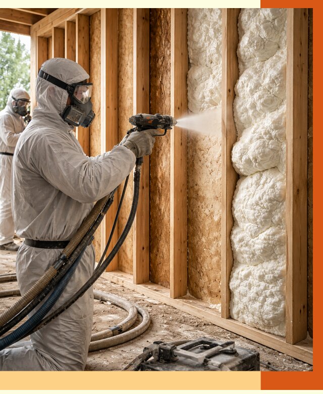 Утепление каркасного дома ППУ в находке от 2888 руб./м2 — работа под ключ | ТепломастерНхд