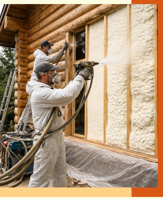 Утепление деревянного дома ППУ в находке от 4332 руб/м2 | ТепломастерНхд — под ключ