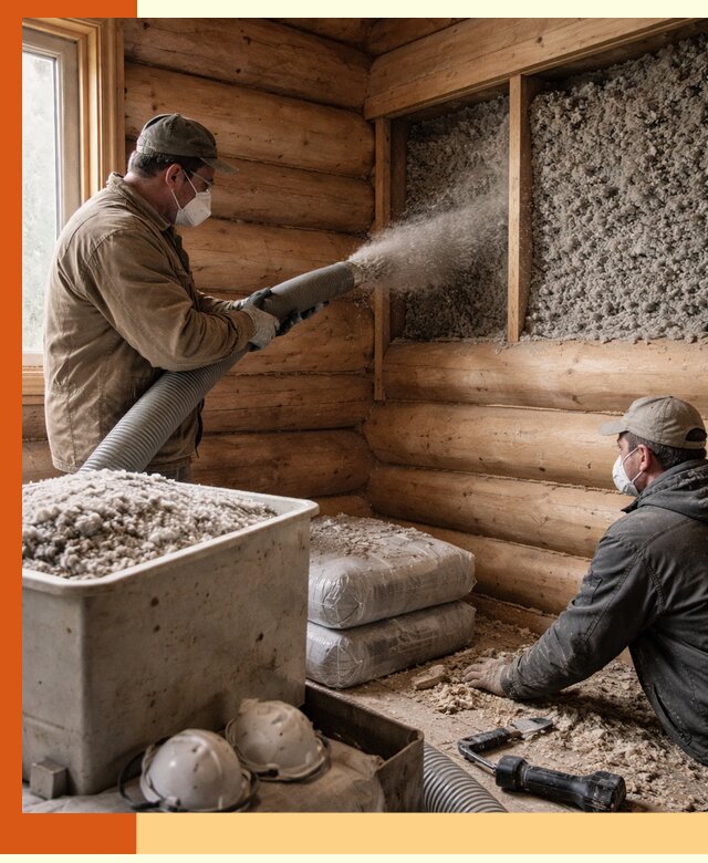 Утепление дома из бруса эковатой в находке