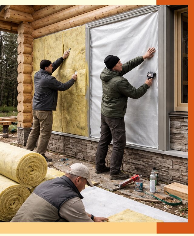 Утепление бревенчатого дома в находке от 7891 руб/м2 — заказать под ключ | ТепломастерНхд