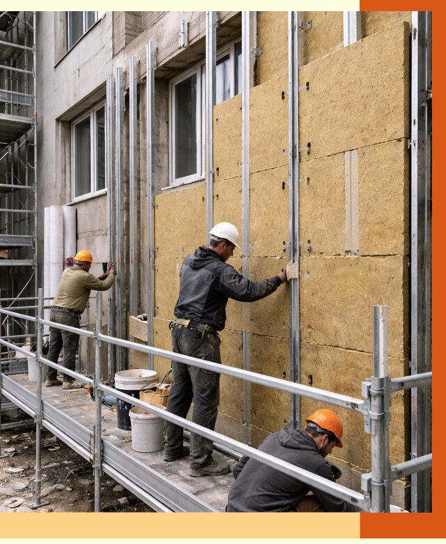 Утепление вентилируемого фасада в находке от 5776 руб/м2 — монтаж и утепление вентфасад | ТепломастерНхд