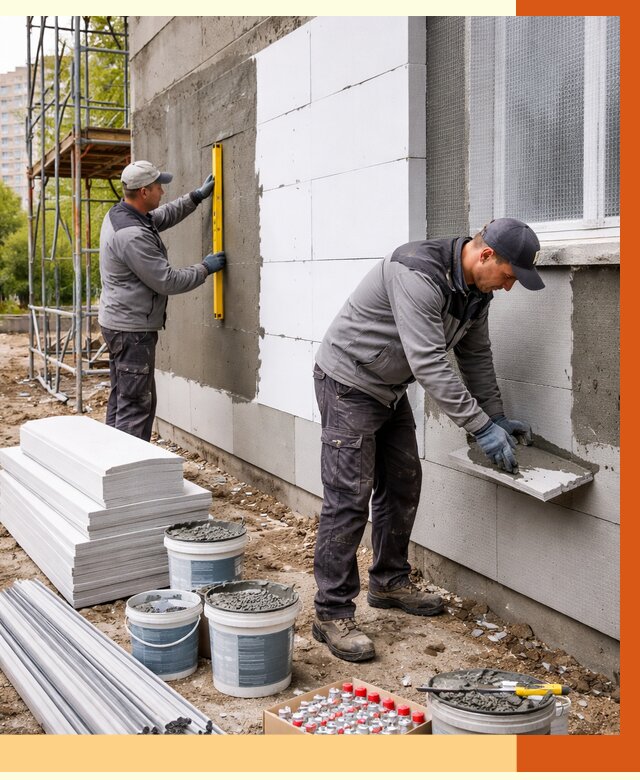 Утепление фасада и стен снаружи в находке от 4332 руб. | ТепломастерНхд