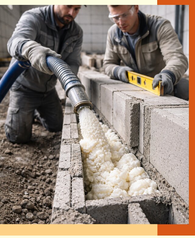 Заполнение колодцевой кладки ППУ в находке от 4332 руб. за м2 | ТепломастерНхд
